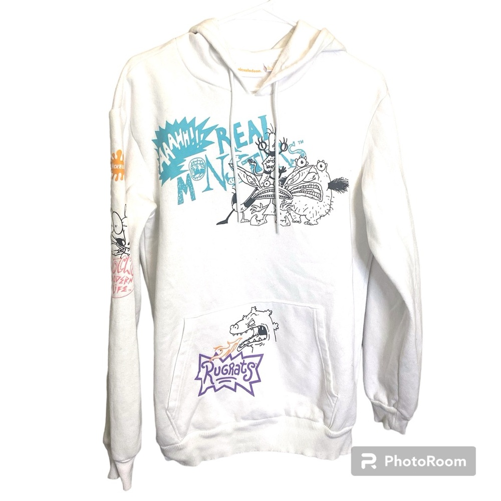 Nickelodeon Rugrats Graphic Hoodie White Cartoon Sweatshirt Women’s Small Y2K